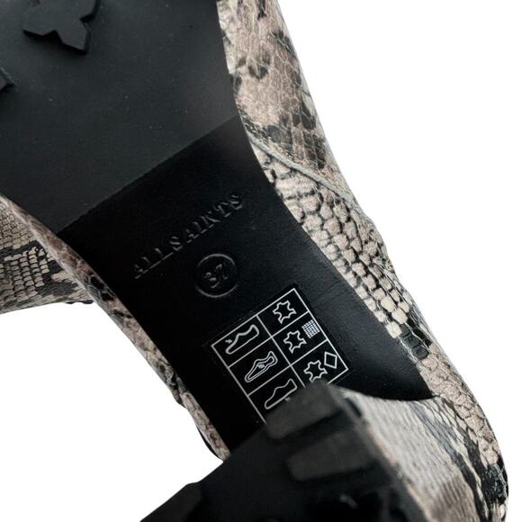 New ALLSAINTS Micaela Suede Lace-Up Boots Size 37 Open Toe Snake Skin - Picture 8 of 9